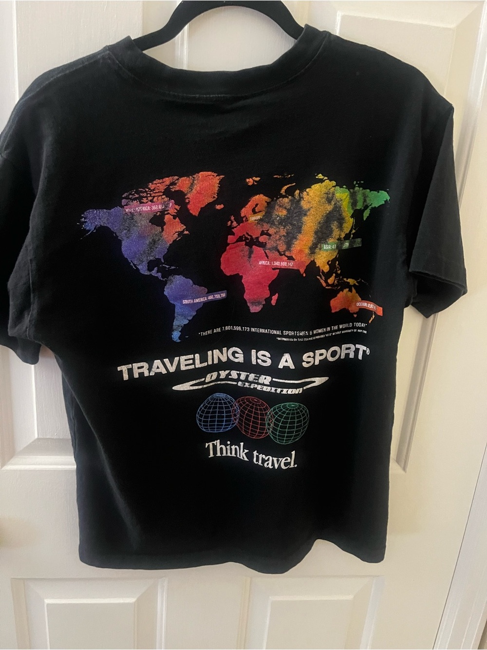 ‘Traveling Is a Sport" Black Graphic Tee Medium